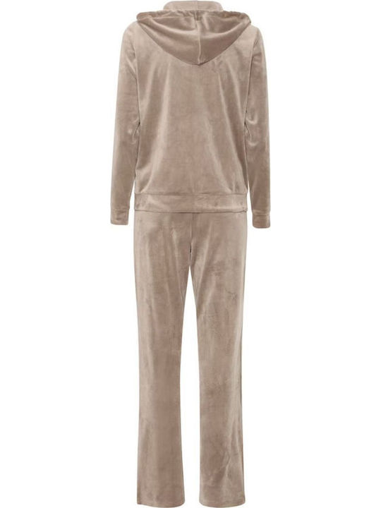 Sweatpants Set Velvet Beige/brown