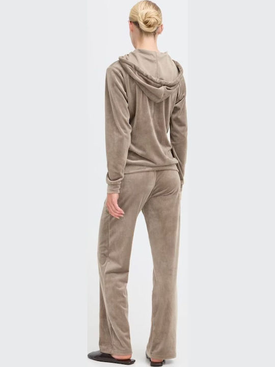 Sweatpants Set Velvet Beige/brown