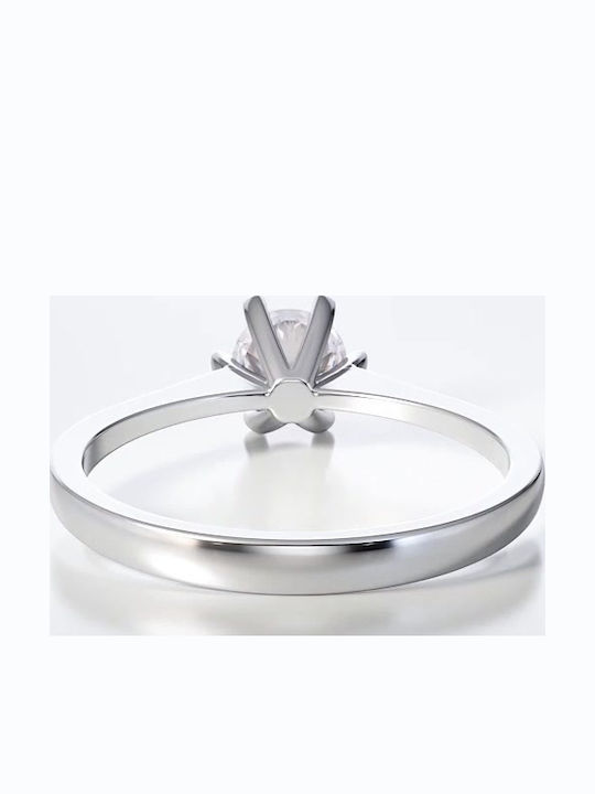 Diamond Jools Μονόπετρο από Λευκόχρυσο 18Κ με Διαμάντι