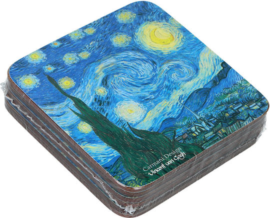 Carmani Van Gogh Cork Coasters 10.5x10.5cm 6 Pieces