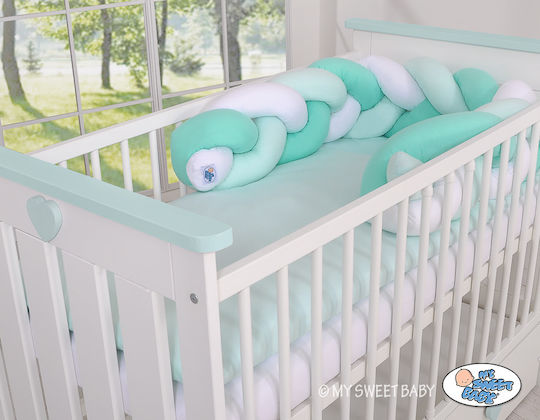 My Sweet Baby Crib Bumpers Braided Inside White And Mint