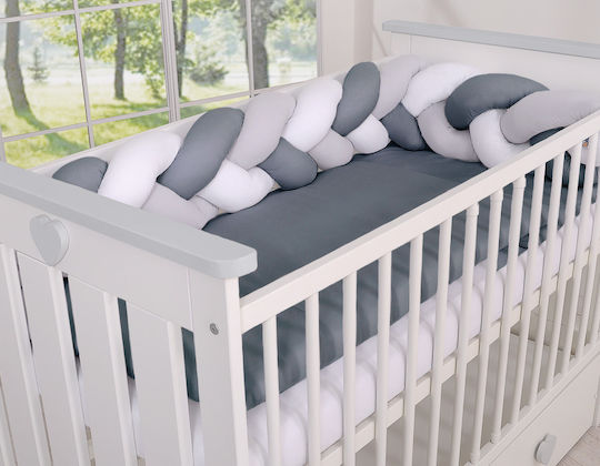 My Sweet Baby Crib Bumpers Braided Inside White, Gray, Anthracite