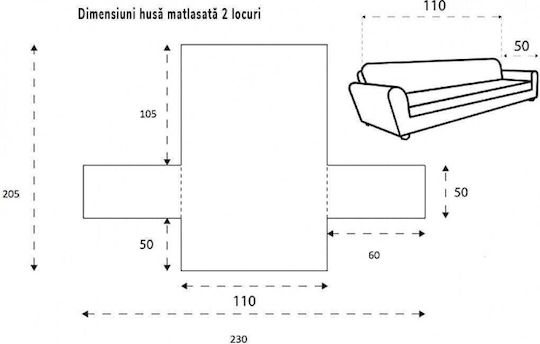 Sofazip Husă Elastică Canapea cu două locuri Brown 110εκ. 1buc SZMATVELVETMARO