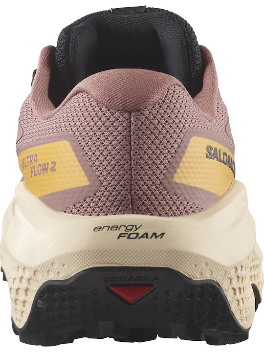 Salomon Ultra Flow Γυναικεία Ορειβατικά Παπούτσια Αδιάβροχα με Μεμβράνη Gore-Tex Ροζ