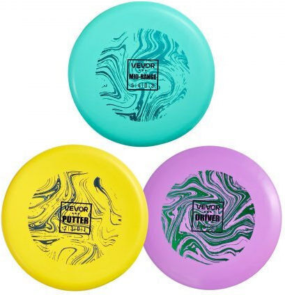 Vevor Disc Golf Set Disc Golf Starter Set 3 Pieces Flying Discs Beginners Full Body Strength Training Putter Mid-range Driver PDGA Approved Outdoor Yard Lawn Beach Park