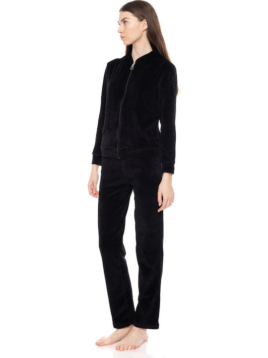 Velvet Women's Sweatpants Set Navy Blue