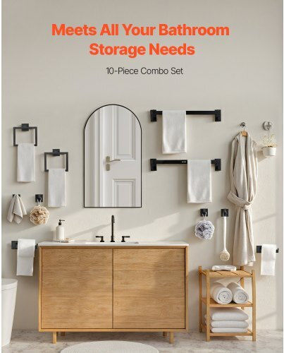 Vevor Badezimmerhaken Schwarz Matt Set Mit Badezimmerzubehör 10 Teile 2 Handtuchstangen Edelstahl 24-in 60,96 cm 2 Handtuchregale 4 Handtuchhaken Bademantel 2 Toilettenpapierhalter Badezimmer Wandhalterung Vevor Badezimmerhaken Schwarz Matt Set Mit Badezimmerzubehör 10 Teile 2 Handtuchstangen Edelstahl 24-in 60,96 cm 2 Handtuchregale 4 Handtuchhaken Bademantel 2 Toilettenpapierhalter Badezimmer Wandhalterung