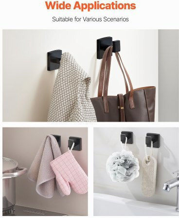 Vevor Matte Black Bathroom Accessories Set 5 Pieces Stainless Steel 16 Inch 40.6 cm Towel Bar Towel Shelf 2 Towel Robe Hooks Toilet Paper Holder Bathroom Wall-Mounted