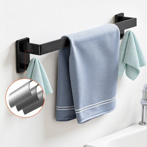 Vevor Matte Black Bathroom Accessories Set 10 Pieces 2 Towel Bars Stainless Steel 24-in 60.96 cm 2 Towel Racks 4 Towel Robe Hooks 2 Toilet Paper Holders Bathroom Wall-Mounted
