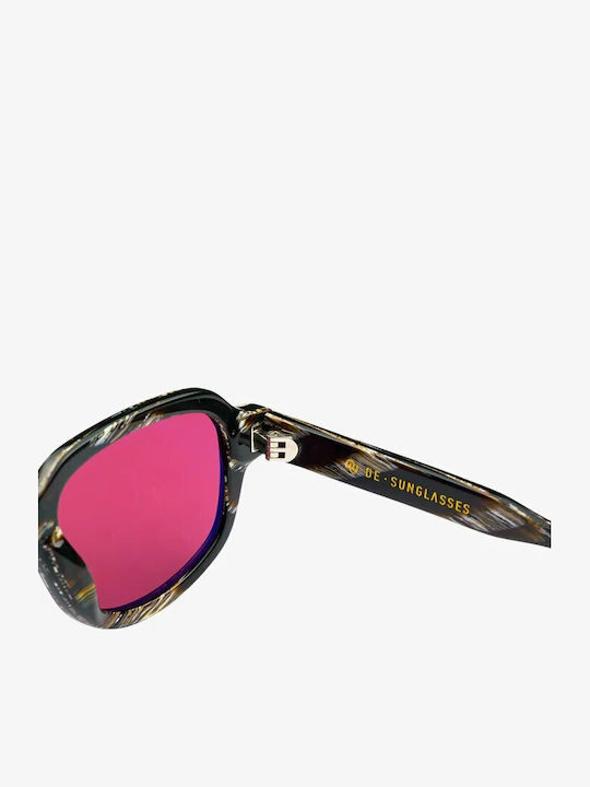 De Sunglasses The Roots Damen Sonnenbrille mit Mehrfarbig Kunststoff Gestell und Rot Linse