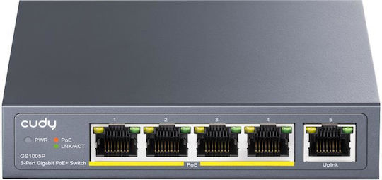 Cudy CUDY-GS105P v1 Unmanaged L2 PoE+ Switch με 5 Θύρες Gigabit (1Gbps) Ethernet