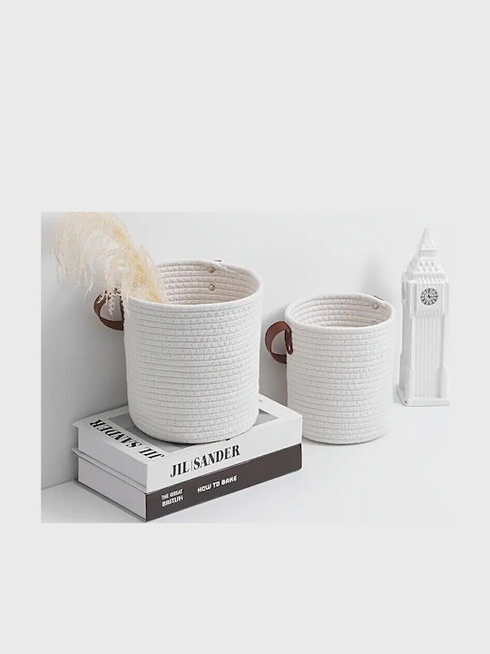 Coș Pentru Diverse Utilizări Sfoară Agățat Mâner Din Piele 17x18.5cm Vc3074 Viosarp