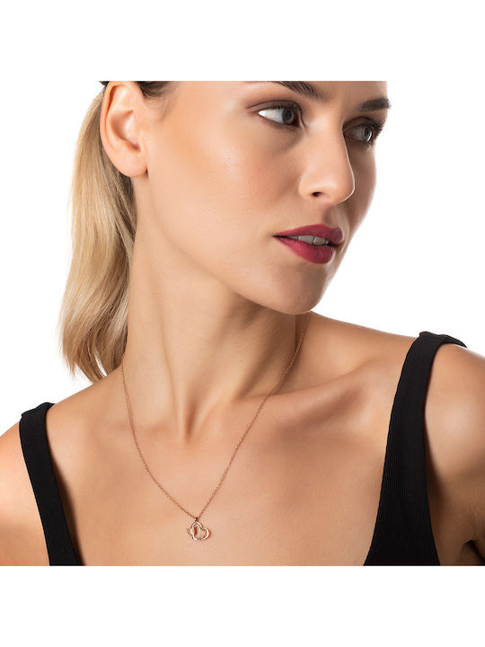 Oxzen Necklace Made Of Pink Gold Plated Steel Oxzen Necklace Made Of Pink Gold Plated Steel
