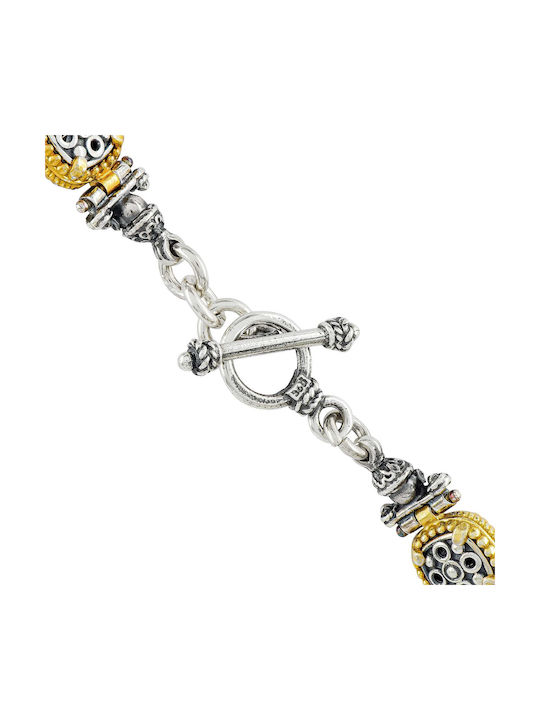 Dimitrios Exclusive Double Necklace Made of Gold Plated Silver Blue