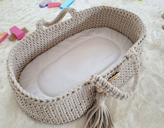 Boho Moses Basket Cotton Doll Carrier Light Beige