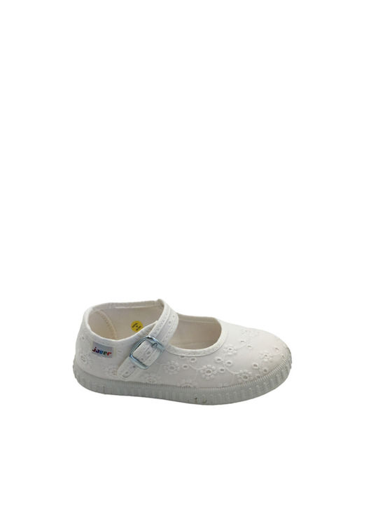 Kids Ballerinas with Elastic Strap White