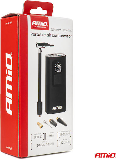 AMiO Car Tire Pump 150 PSI Rechargeable with Battery 12V