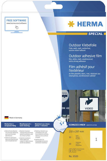 Herma 10 Αυτοκόλλητες Ετικέτες Α4 Ορθογώνιες 210x297mm