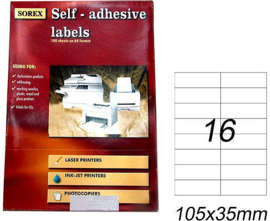 Sorex 1600 Selbstklebende A4-Etiketten 105x35mm