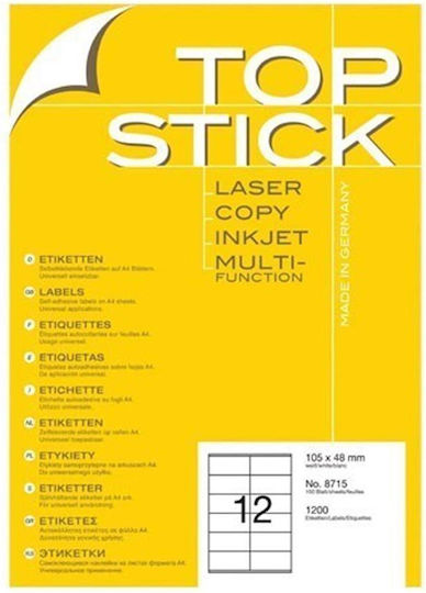 Topstick 1600 Самозалепващи A4 етикети 96.5x33.9мм