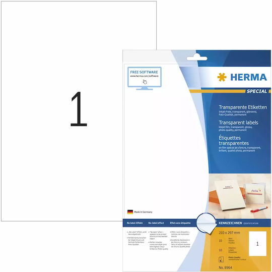 Herma 10 Αυτοκόλλητες Ετικέτες Α4 Ορθογώνιες 210x297mm