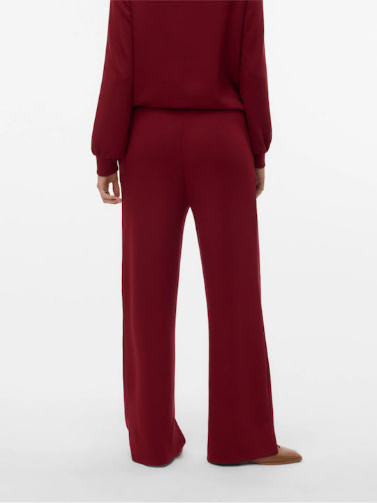 Hali Women's High-waisted Fabric Trousers with Elastic Bordeaux