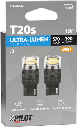 Lampa Lamps Car Ultra-Lumen Series T20 / W21W / W3x16d Canbus LED Orange 12V 2pcs