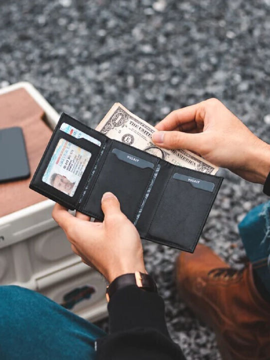 Мъжки Портфейл с RFID и Слайд Механизъм Черен