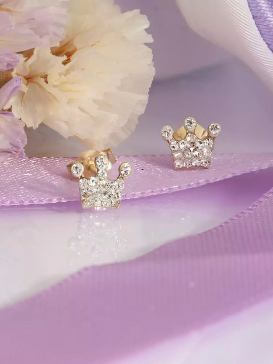 Kids Earrings Studs Crowns from Gold 9K