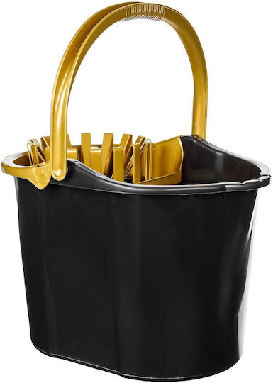 Mop Bucket with Squeezer and Wheels Plastic Capacity 20lt Black