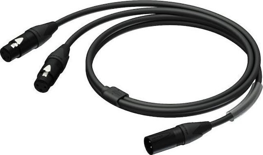 Procab Cable XLR male - 2 x XLR female Μαύρο 1.5m PRA736/1.5