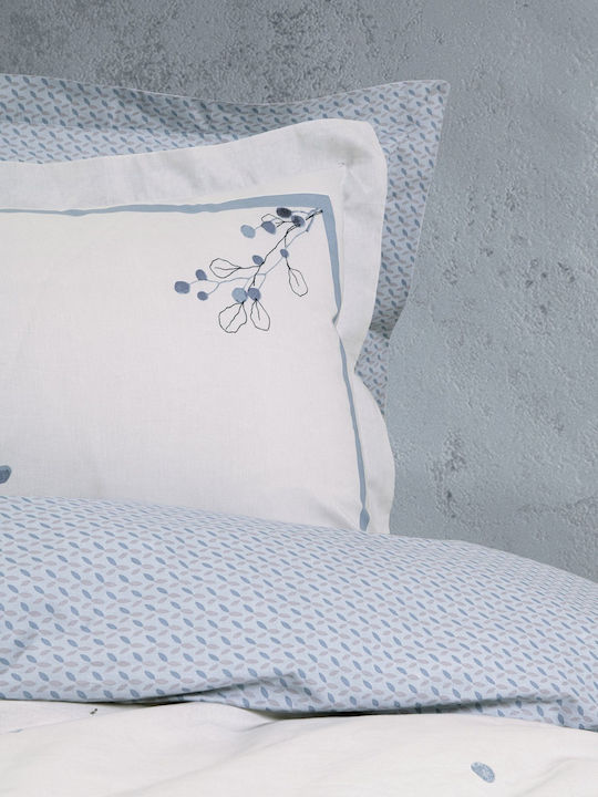 Nima Duvet Cover Set Cotton Queen with 2 Pillowcases 220x240 Ameya Blue