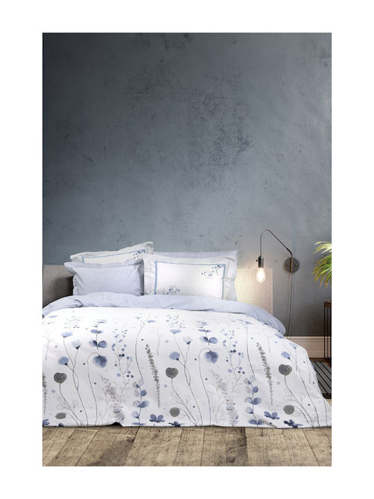 Nima Duvet Cover Set Cotton Queen with 2 Pillowcases 220x240 Ameya Blue