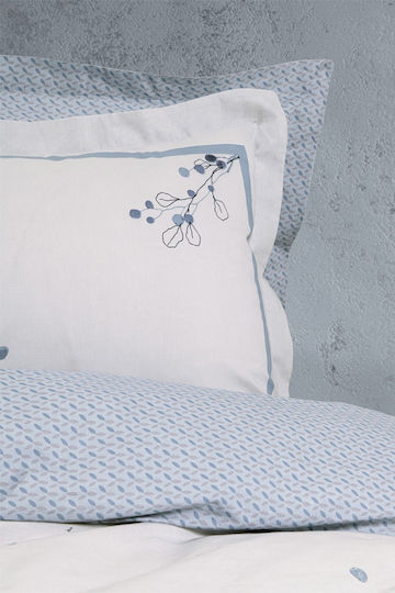 Nima Ameya Cotton Duvet Cover Set 220x240cm Double With 2 Blue Pillowcases
