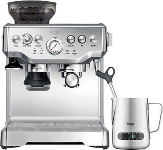 Sage the Barista Express BES875UK Automatic Espresso Coffee Machine 1850W Pressure 15bar with Grinder Silver BES875UK