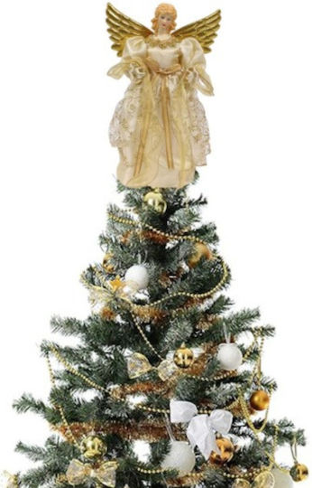 Due esse Christmas Tree Topper Angel White Gold Polyresin 30cm