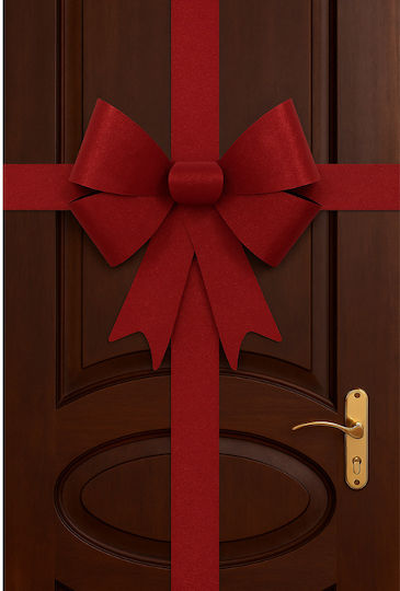 Due esse Christmas Door Bow Red Glitter 48x9x56cm