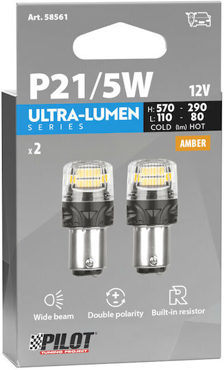 Lampa Lamps Car P21/5W / P21/5W-BAY15D-1157 Canbus LED Orange 12V 2pcs