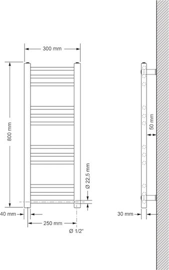 LuxeBath Релса за кърпи за Баня 300x800 Черен