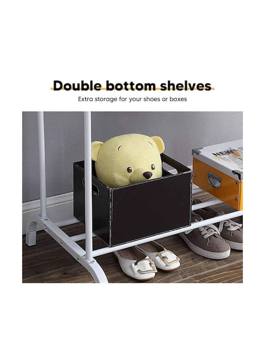 Uncle George Floor Garment Rack made of Metal White 110x55x150cm