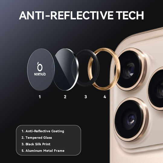Northjo Προστασία Κάμερας Tempered Glass Χρυσό για το Apple iPhone 17 Pro Max