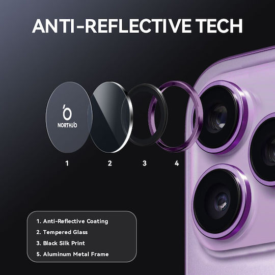 Northjo Camera Protection Tempered Glass Purple for the Apple iPhone 17 Pro Max