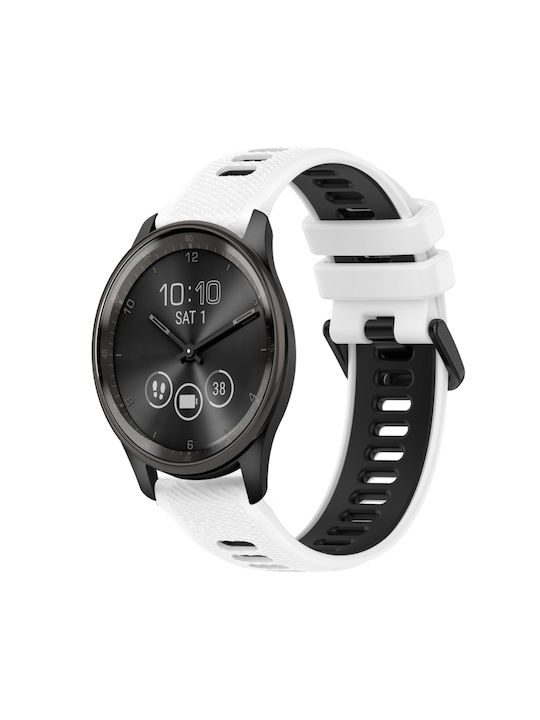 Two-Tone Silicone Watch Strap Garmin Venu 2 Plus 20mm White+Black Two-Tone Silicone Watch Strap Garmin Venu 2 Plus 20mm White+Black