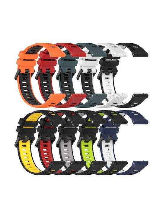 Two-Tone Silicone Watch Strap Garmin Forerunner Sq2 Music 20mm White+Black
