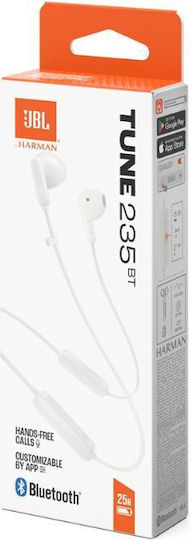 JBL Tune 235BT Earbud Bluetooth Handsfree Ακουστικά με Αντοχή στον Ιδρώτα Λευκά