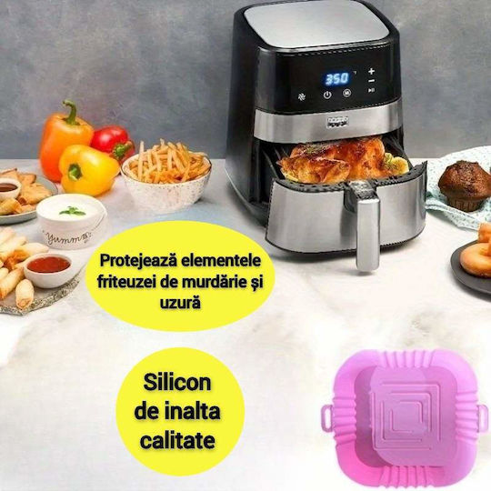 Siks Covoraș de Protecție din Silicon pentru Air Fryer Universal Prăjitor Prăjire Coacere Reutilizabil Pătrat Roz