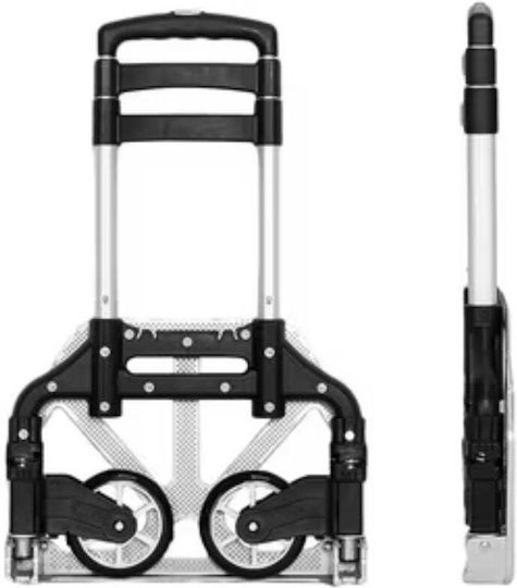 Lean Toys Transport Trolley Foldable for Weight Load up to 70kg Silver