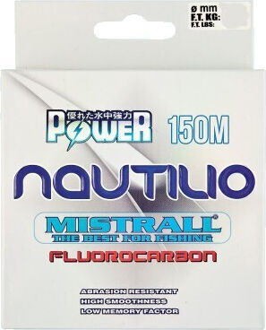 Mistrall Nautilio Nylon Monofilament 150 M Acoperire Fluorocarbon Invizibil în Apă