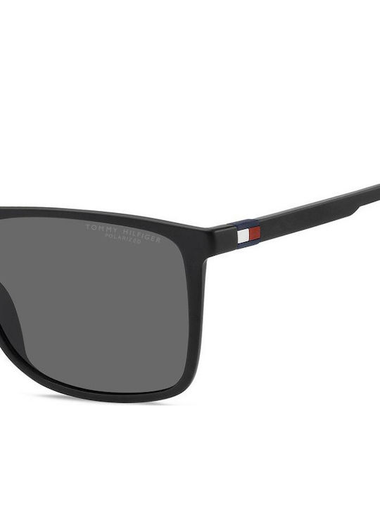Tommy Hilfiger Men's Sunglasses with Black Horn-Rimmed Frame and Grey Polarized Lenses TH2277 S 08A M9