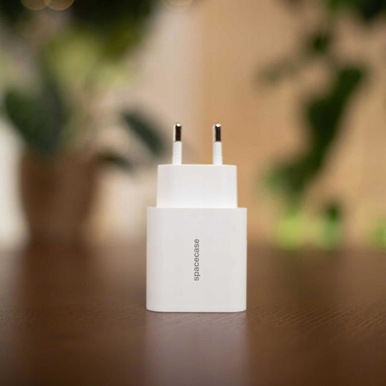 Spacecase Spacecase Handyladegerät mit USB-A Ausgangsanschluss, USB-C Ausgangsanschluss und Kabel USB-C - USB-C 20W Stromlieferung / Schnellladetechnologie 3.0 Weiß